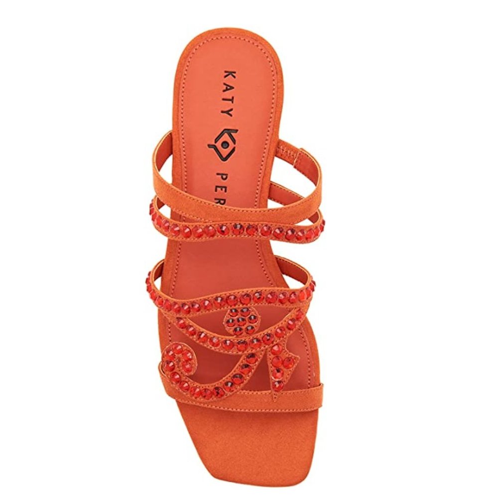 Katy Perry Size 10 The Anat Orange Jeweled Eye‎ Slip On Slides Sandals Shoes
